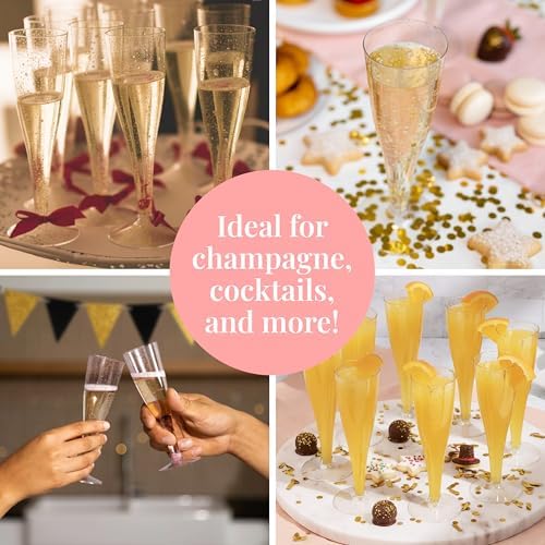 Prestee Disposable Champagne Flutes, 4.5 oz Plastic Champagne Glasses - Image 6