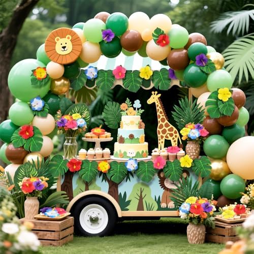 142Pcs Luau Party Decorations Fake Plant Palm Leave Monstera With Stems - Image 5