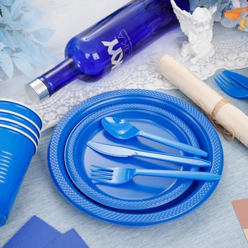 MirthMood 350 Pcs Blue Party Plates, Disposable Dinnerware Set for party - Image 3
