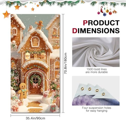 BlissYard Christmas Door Cover Gingerbread Figure 35x71 Inch Polyester - Image 3