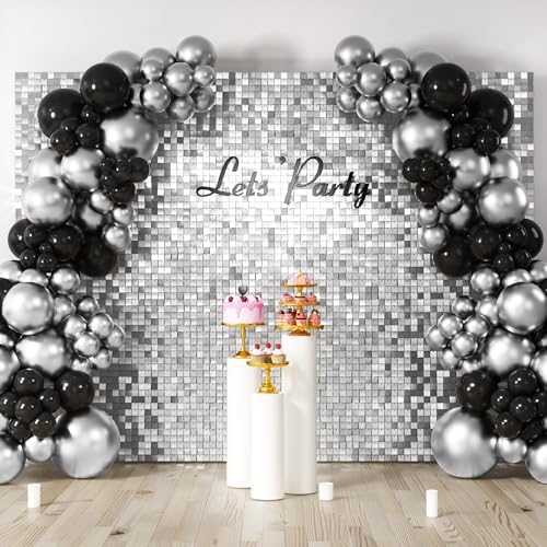 COKAOBE LiteGrid Series Shimmer Wall Backdrop - 48Pcs Silver by COKAOBE