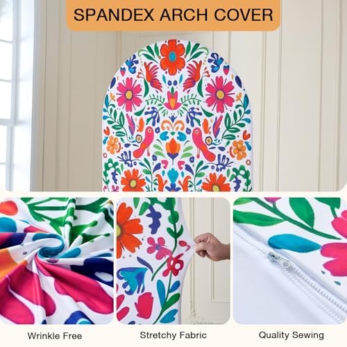 Set of 3 Arch Backdrop Cover Mexican Style 7.2ft 6.6ft 6ft Spandex Wrinkle Free Fitted Arch Background Top Chiara Arch Cover for Wedding Birthday Party Photography Arch Background - Image 2
