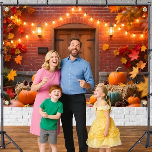 7x5Ft Fall Backdrop Fall Thanksgiving Backdrops for Photography Autumn Backdrop with 4 Grommets Fall Background Maple Leaves Pumpkins Harvest Party Photo Booth Banner Studio Props - Image 6