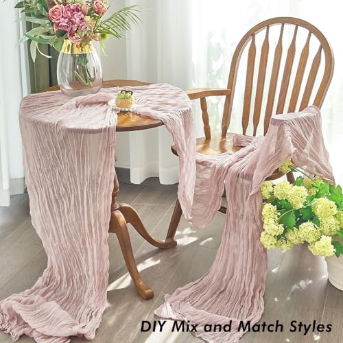 10 Pack Pink Cheesecloth Table Runner for Fall Birthday Party Home Decor - Image 4
