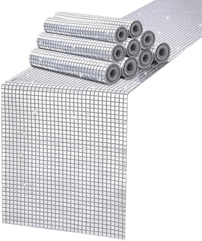 MoKoHouse Disco Party Table Runner: 10 Packs 13 x 72 Inches Long - Silver Sequin Table Runners for Retro 70s 80s Theme Disco Dance Birthday Bachelorette Party Supplies Table Decorations by MokoHouse