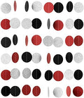 WEVEN Red Black Silver Glitter Paper Garland Circle Dot Streamer Party Banner Backdrop Hanging Decorations, 2.5" in Diameter, 20 Feet in Total by WEVEN