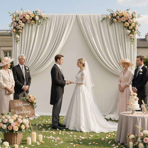 10×10ft Beige Backdrop Curtain for Weeding Parties, Wrinkle-Free Fabric Drape for Baby Shower, Birthday Party Decorations, Photography Photo Booth Background, Single Panel No Sewing, with Rod Pocket - Image 2