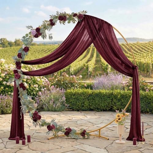 Pack of 1 Wedding Arch Drape Panel Fabric 30" x 100ft - Burgundy - Image 3