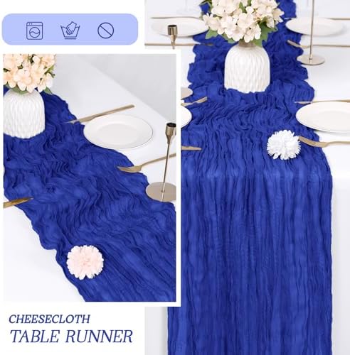 6 Pack Royal Blue Cheesecloth Table Runner 17x108 Inch Semi Sheer Boho Gauze Cheese Cloth Fabric Table Runners Table Decor for Wedding Party Baby Shower Birthday Home Decor Garden Farmhouse - Image 6