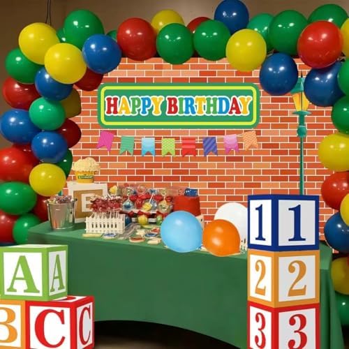 Zliisang153Pcs Red Street Party Balloons Garland Arch Kit 1pcs Birthday Backdrop 6pcs ABC and123 Alphabet Balloons Box Cartoon Kids Birthday Party Decorations - Image 2