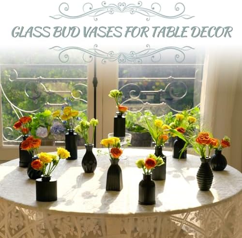 Black Vase, Bud Vases Set of 12 Small Glass Vase for Decor Centerpieces - Image 3