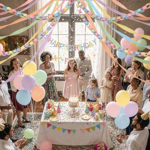 Booson Pastel Birthday Decorations Paper Chain Garland Set Strips Streamers - Image 7