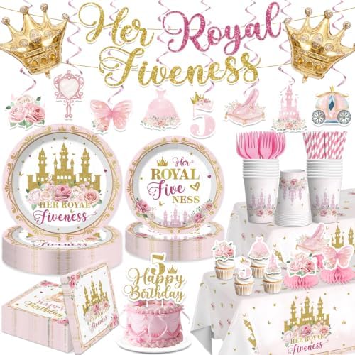 Xynic 199Pcs 5th Birthday Decorations for Girls, 25 Serves by Unknown