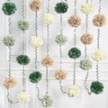 Sage Green Beige Party Decorations Tissue Paper Flowers Pom Pom with Leaf Ribbon Hanging Garland Streamer for Neutral Birthday Wedding Bachelorette Safari Jungle Woodland Party Supplies by pinkblume