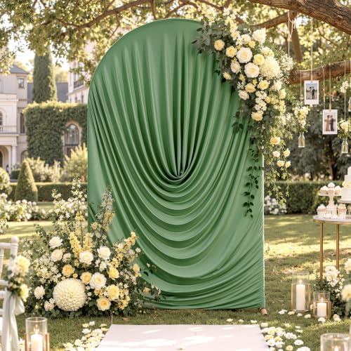 7.2FT Dusty Green Draped Arch Cover, Ruched Ripple Arch Backdrop Cover by Unknown