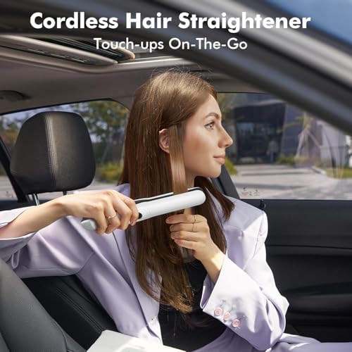 SUNMAY Cordless Hair Straightener, Portable Mini Flat Iron Hair Straightener for Travel, 20s Fast Heating, 5000mAh USB-C Rechargeable, Dual Voltage Hair Straighteners and Curlers 2 in 1 for Women - Image 3