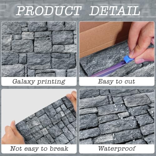200 FT x 54 Inch Stone Wall Plastic Tablecloth Roll, Stone Wall Backdrop - Image 3