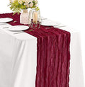 Burgundy 10FT Cheesecloth Table Runner Boho Gauze Fabric Table Runner Rustic Sheer Runner for Wedding Bridal Baby Shower Birthday Party Boho Table Decor（1 Pack Burgundy） by JALANCY