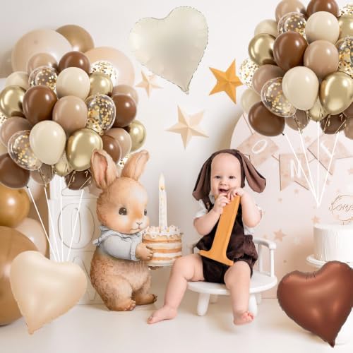 Brown Gold Balloon Garland Arch Kit, 18 12 10 5 inch Different Sizes Brown Beige Nude Metallic Confetti Gold Balloons for Birthday Party Netural Bear Baby Shower Decorations - Image 4