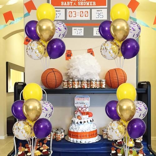 4 Sets Purple Gold Yellow Balloons Stand Kit for Table - Image 2
