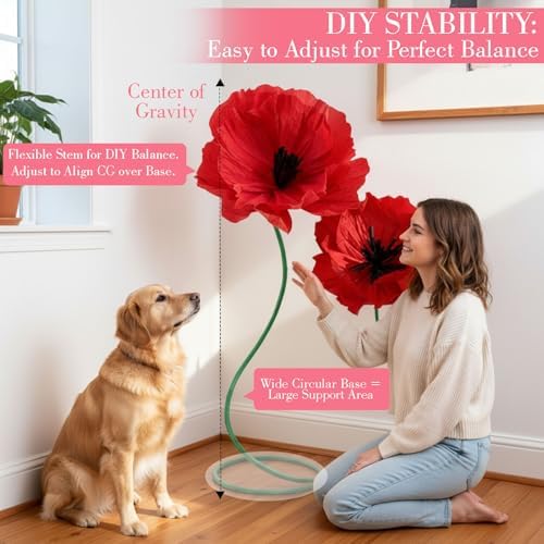 4 Pcs 5ft Giant Red Poppy Flower Back to School Decor - Image 6