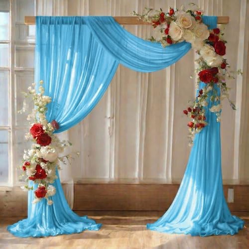 Pack of 1 Wedding Arch Drape Panel Fabric 30" x 75ft - Turquoise by MDS