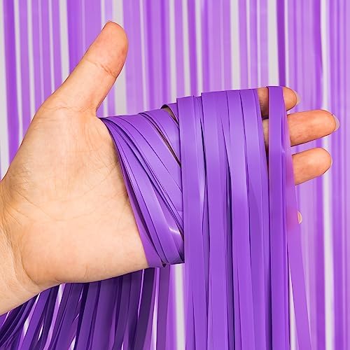 Purple Tinsel Fringe Party Backdrop - 3.2ft X 8.2ft - 2 Packs - Image 4