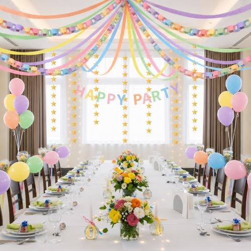 Booson Pastel Birthday Decorations Paper Chain Garland Set Strips Streamers - Image 6