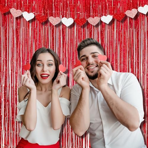 BRAVESHINE Red Streamers Party Backdrop | Foil Curtain | Halloween Decor - Image 2