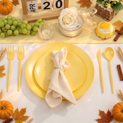 ejonirinjonir 150pcs Premium Yellow Disposable Plates for Thanksgiving - Image 6