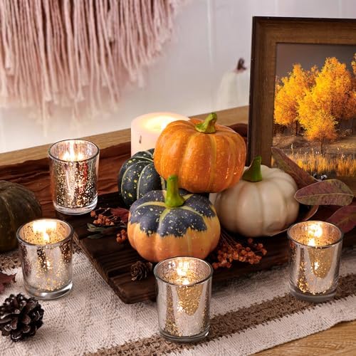 LETINE Silver Votive Candle Holders Set of 36 - Speckled Mercury Silver Glass Candle Holder Bulk - Ideal for Valentine's Day Decorations Indoor，Spring&Summer Wedding Centerpieces，Home Decor - Image 4