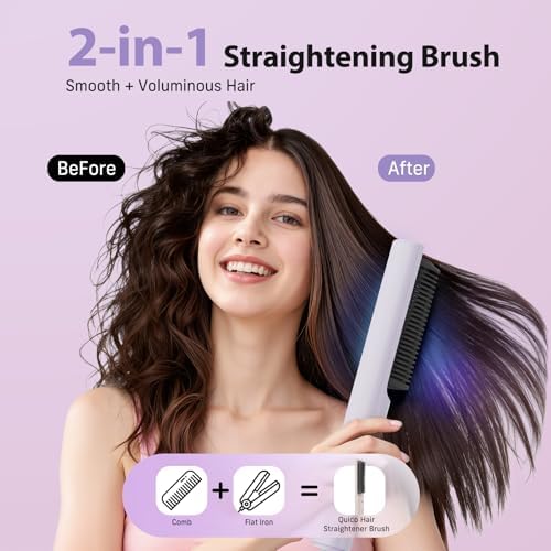 Quico Hair Straightener Brush, 100-240V Dual Voltage Straightener Brush - Image 2