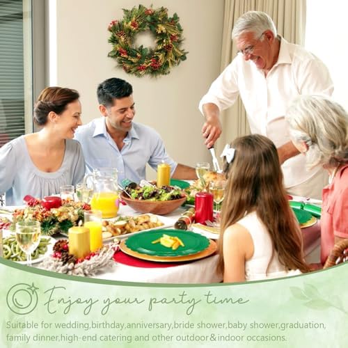 Mulbozy 100 Pcs Green Plastic Plates,Green Disposable Plates Set for Party - Image 5