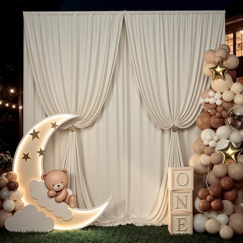 50x12 ft Beige Backdrop Curtains for Weddings Parties, Birthdays and Photos - Image 6