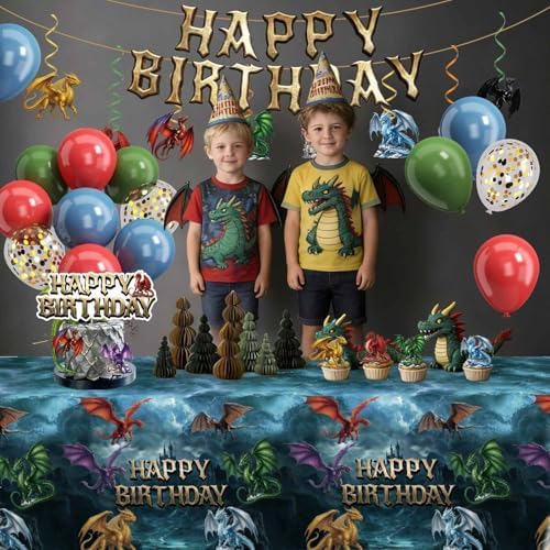 185Pcs Dragon Birthday Party Decorations Serves 25 Guests - Image 6