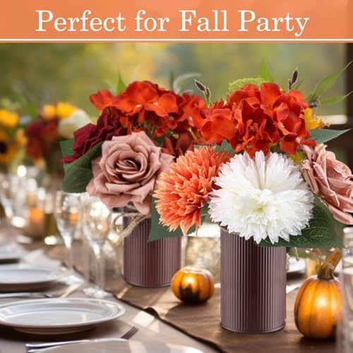 Zeyune 6 Set Artificial Centerpiece, Orange,White, Classic Style - Image 5