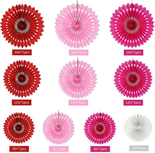 BEISHIDA Honeycomb Round Paper Fans Red Pink Mix Hanging Party Decoration - Image 2