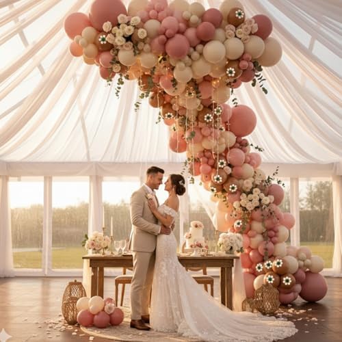 146PCS Cielito Lindo Baby Shower Girl Decorations,Pink Floral Balloon Arch Kit with Mexican Floral Print, Dusty Pink & Ivory White Fiesta Balloons, Wedding Birthday Bridal Shower Party Garland - Image 6