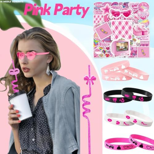 CHSLtmxq 122 PCS Pink Party Favors, Toy Goodie Bag Stuffers, Princess Set - Image 3