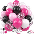Pink Black Balloons, 50 Pcs Hot Pink for Girls Women Birthday Party Decor by Saxuxu