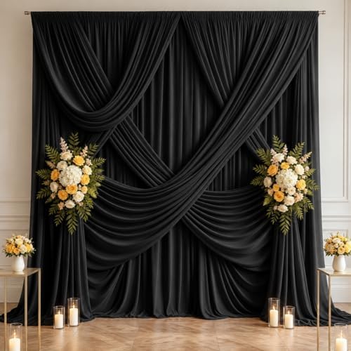 40x10 FT Black Backdrop Curtains for Weddings, Parties and Photo Booths by Unknown