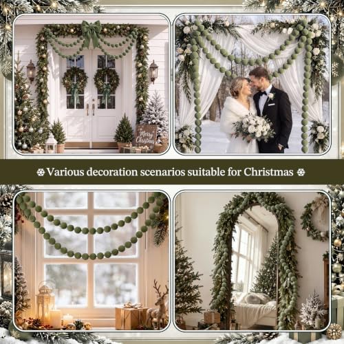 Canlierr 2 Pcs 6.5ft Christmas Velvet Ball Garland Mantle Decorations 60mm - Image 6