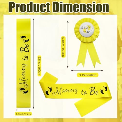 MILVOWOC 2 Pack Baby Shower Sash Set, Yellow - Image 4