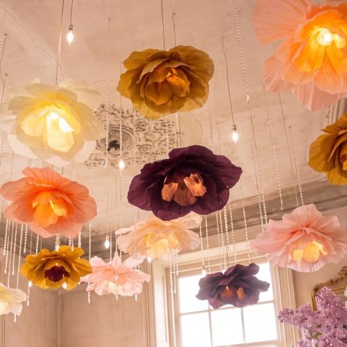 VIHOSE 12 Pcs Large Fall Flower Paper Lanterns Decorations, 15.7 Inch by VIHOSE