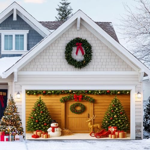 HOMETITUTE Trees Snowman Christmas Garage Banner 13x6ft - Image 5
