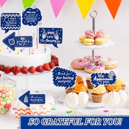 24pcs Customer Service Week Appreciation Decor Photo Prop, Blue, Silver - Image 6