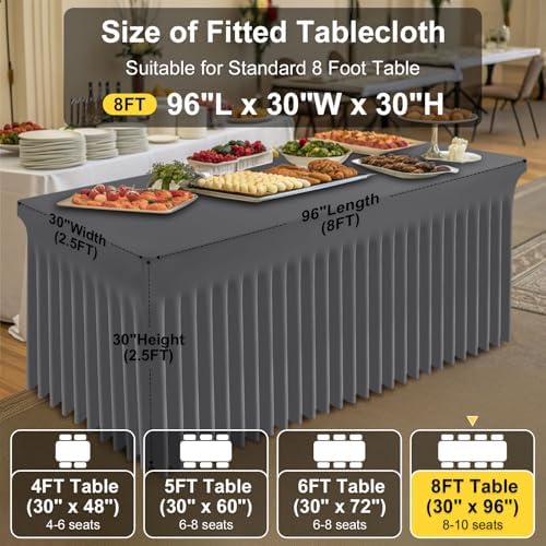 Smiry Spandex Elastic Fitted Table Cloth Skirt for 8FT Rectangle Table - Image 4