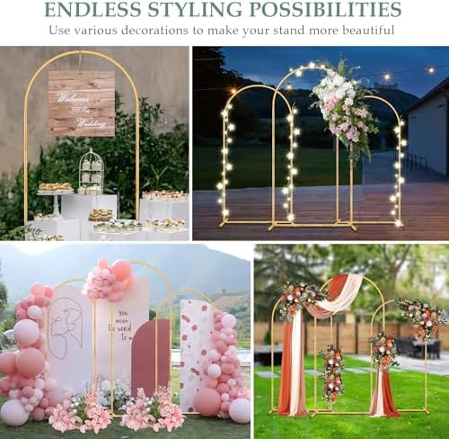 WellSign 7.2FT, 6.6FT, 6FT Wedding Balloon Arch Stand Kit Set of 3 - Image 4