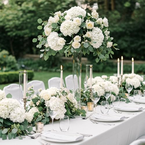 Auihiay 404Pcs White Hydrangea Artificial Flowers Bulk, Silk Fake Hydrangea - Image 2