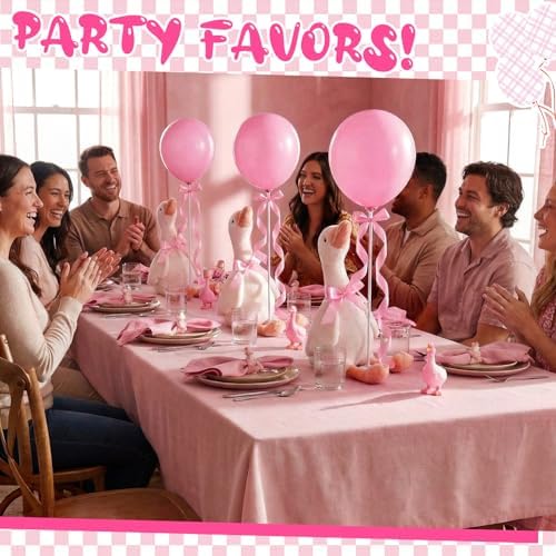 Chunful 10 Set Pink One Silly Goose 1st Birthday Decoration 11.8 Inch Soft Goose Stuffed Animal Baby Shower Centerpieces Swan Stuffed Animal with Balloon Table Decor for Wedding Gift Party Favor - Image 5